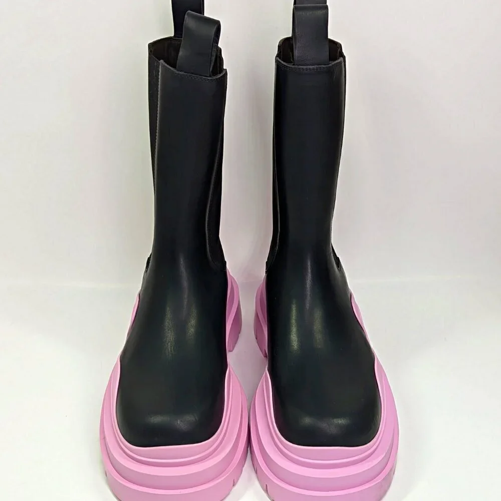 Bottega Veneta Women's Black & Pink Platform Chelsea Boots Size 36.5 MSRP $1,450